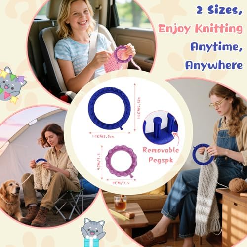 Aeelike Beginner Round Loom Kit,Vedio Learn to Knit Cat,Family Craft Gift