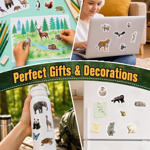 LINAYE 45 Sheets Animals Stickers for Kids Jungle Zoo Animals Stickers