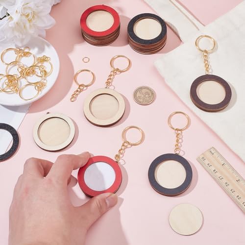 FREEBLOSS 12 Pcs Mini Embroidery Frame Keychain Wooden Frame Keychain Handmade Embroidered Keychains