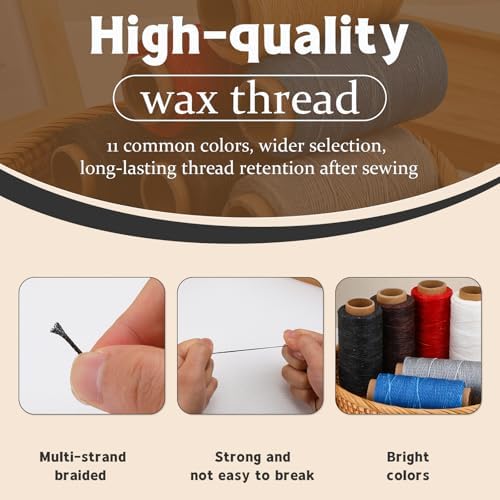 Jupean Waxed Thread for Leather Threads Red Thread Leather String Cord