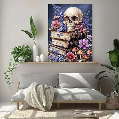 Skull Books Diamond Art Kits for Adults Diamond Painting Kits 12X16 inch