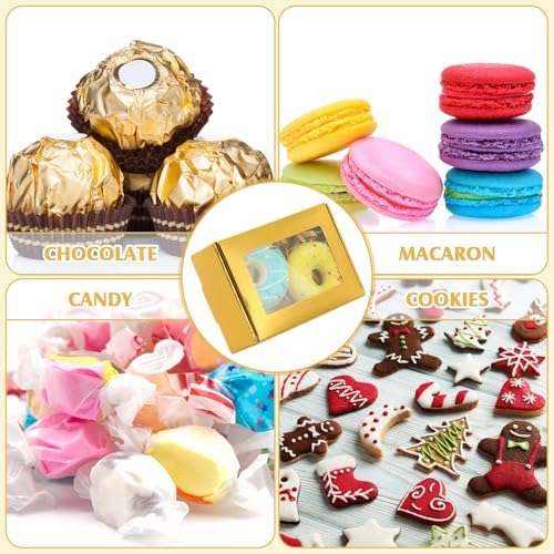 Zonon 60 Pcs Mini Kraft Soap Boxes with Window Homemade,Light Gold