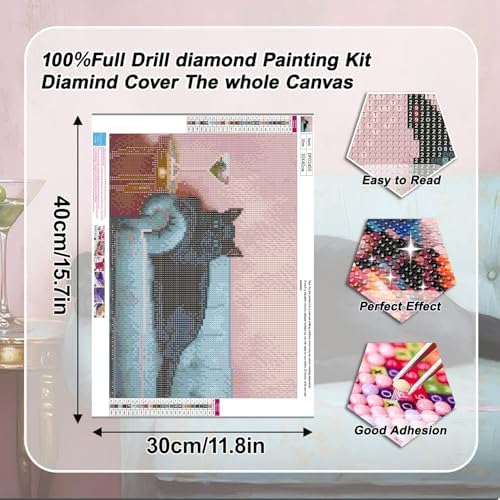 EIBEILI Cat Diamond Art Kits for Adults-Diamond Painting Kits Wall Decor