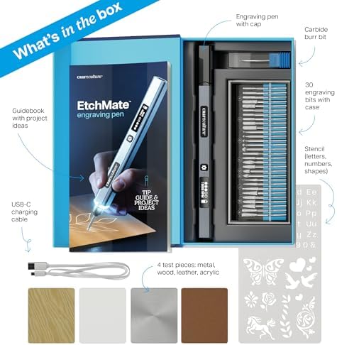 EtchMate Engraving Pen for Metal, Wood, Glass, Plastic & All Materials | Cool Birthday Gift Ideas - Engraver Pen Tool - Teen Boy Gifts - Unique Gifts for Women, Teenage Girl - Craft Kits for Adults