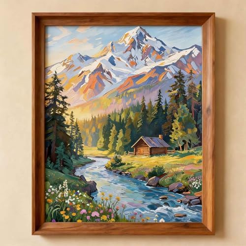 Amphol Paint by Number Kit for Adults Beginners - 16x20 Inch DIY Mountain Morn Paint by Numbers, Unframed Landscape Oil Painting Kit for Home Wall Decor, Stress Relief with Acrylic Paint Set