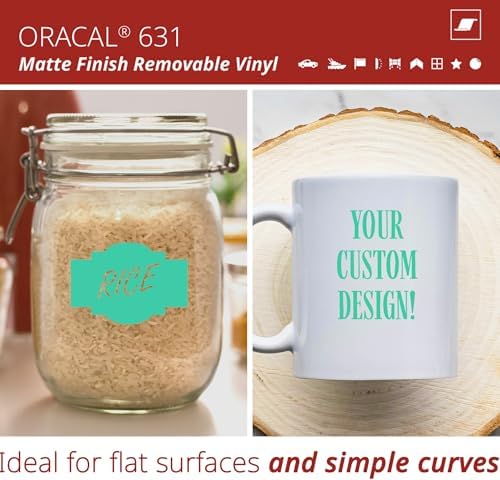 ORACAL 631 Matte Mint Vinyl Durable Roll Easy to Weed Permanent Adhesive Craft Vinyl for Plotting Machines, Decals & DIY Projects 12” x 10ft