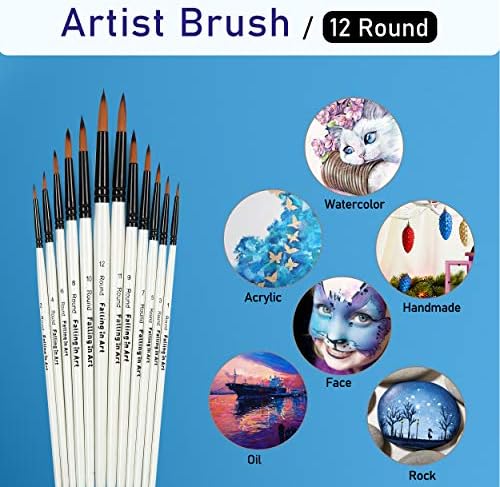 Falling in Art 12 PCS Professional Round Paint Brushes Set