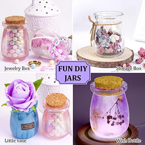 Larcenciel Jar Resin Molds Silicone with 5pcs Cork Lids, Cute Bottle Silicone Molds for Epoxy Resin, DIY Molds for Jar, Storage Bottle, Jewelry Candy Container, Flower Pot, Home Decoration Gifts