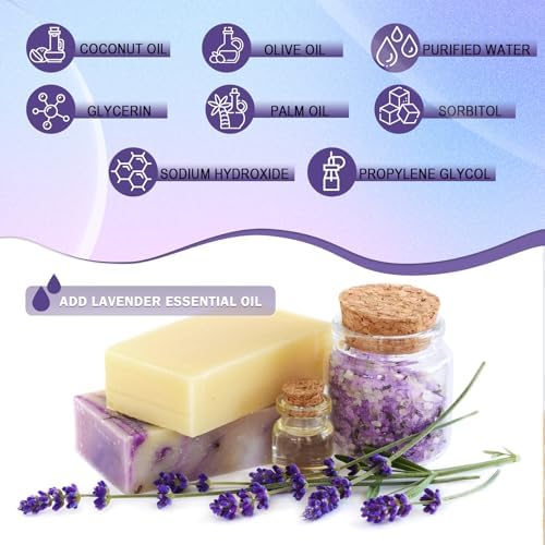 EDSRDRUS 15 Ounces Glycerin Soap Base - Scented Melt and Pour Soap Base for DIY Crafting, Easy to Cut, Vegan and Natural, Moisturizing and Gentle on Skin, Perfect for Soap Making Supplies (Lavender)