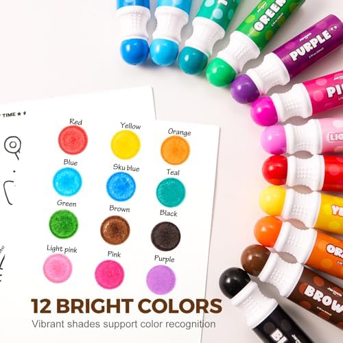 Jar Melo Washable Dot Markers for Toddlers, 12 Colors, Large 60ML