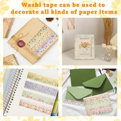 12 Rolls Colorful Floral Washi Tape,Vintage Washi Tape,Stickers for Journaling,Decorative Tapes for Crafts Card Notebook Scrapbook Journal Photo Album Gift Wrapping Supplies
