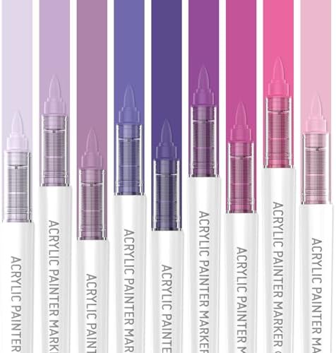 Monet Purples 9 Colors Acrylic Paint Markers Set for Art Painting, DIY Crafts, Wood, Glass, Canvas & More