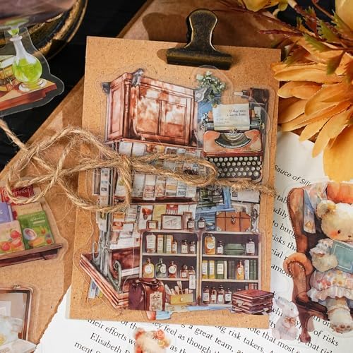 120Pcs Iandscape Stickers for Scrapbooking,Self-Adhesive Transparent Iandscape Stickers Scrapbook Supplies Journaling Supplies for Adult Card Making Letters DIY Water Bottle Cards Decoration