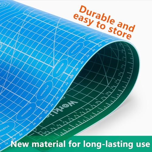 WORKLION Self Healing Cutting Mat - 12 x 18 inch Double Sided 5-layer Gridded Rotary PVC Cutting Board, for Sewing, Quilting, Scrapbooking and Arts & Crafts Projects (5 Pack)