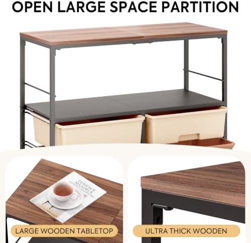 APEXCHASER Rolling Storage Cart with 8 Large Drawers, Wooden Tabletop