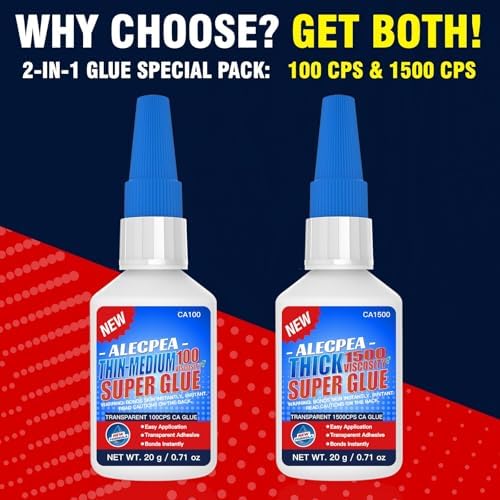 ALECPEA CA Glue Thin & Thick 100/1500 CPS, 2-in-1 Woodworking Adhesive