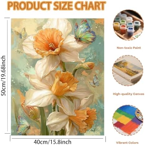 Pxzcrypha Flowers Paint by Numbers Kit for Adults-Butterfly 16x20inch