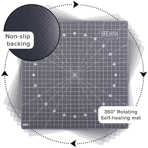 WA Portman 13x13 Rotating Cutting Mat for Quilting, Self Healing Craft Mat
