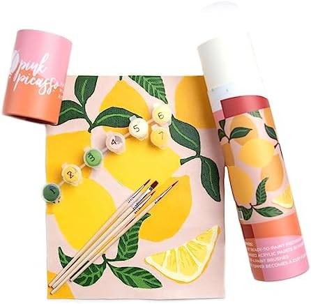 Pink Picasso Paint by Number Kit, All Ages, 8x10, Be Zesty | Mid Century Modern Collection, Acrylic Paints and Brushes included, Pre-printed high quality canvas, DIY art kit, Gift-ready