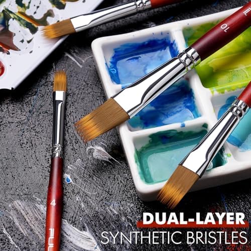 5pcs Dual-Layer Grainer Brush Set- Fuumuui Professional Synthetic Flat Comb Brushes for Unique Texture Painting Perfect for Artists Acrylic, Watercolor and Oil