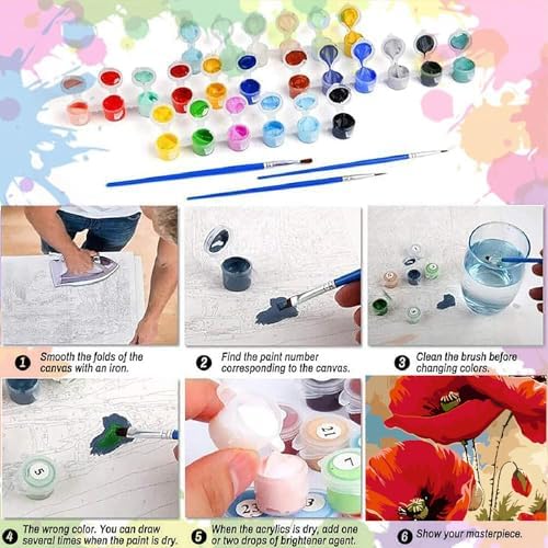 AALBLAC Flowers Paint by Numbers for Adult - Poppy Flower Paint by Numbers Kit for Adults Beginners, Easy Flowers Acrylic Painting on Canvas for Home Wall Art Decor 16x20 Inch