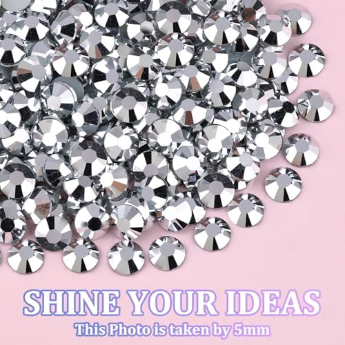 30000Pcs Silver Rhinestones for Bedazzling with B7000 Jewelry Glue, Bedazzler Kit Bulk Flatback Gems, Resin Rhinestones for Crafting Crafts Clothing Shoes Fabric Nail Art Assorted Size 2/3/4/5/6mm