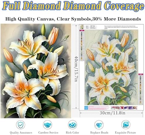 Dugsmgd Flowers Diamond Art Kits for Adults, Diamond Painting Kits 12x16in