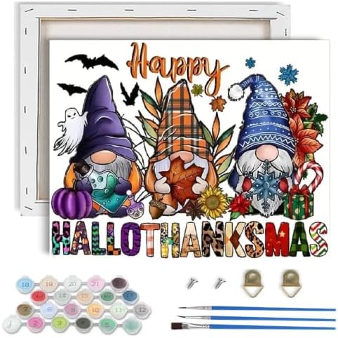 Gnome Paint by Numbers Kit for Adults Beginner with Framed 10x12 Inch
