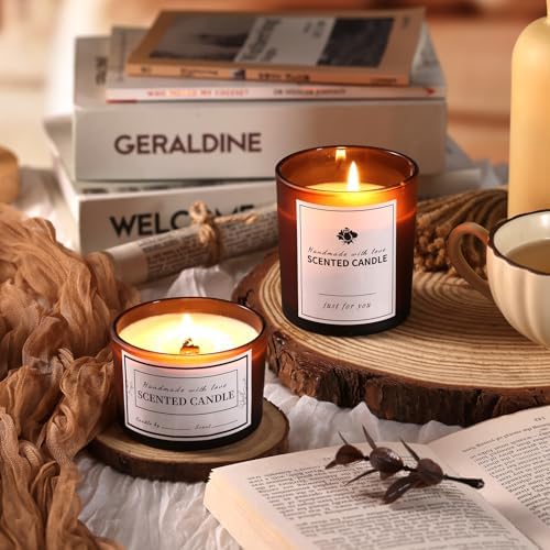 Forsted Amber Candle Jars with Lids, 16 Pcs Containers for Making Candles