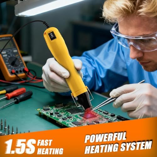 330W Mini Heat Gun, 250℃/350℃ Dual Temp Fast Heat Hot Air Gun with Overload Protection, Reflector Nozzle and Double Insulated 1.5m Cable for Heat Shrink Tubing, Crafts, Embossing (Yellow)
