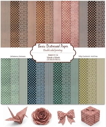 24 Sheets Brown Dot Scrapbook Paper 12x12 Inch 160gsm Double Side