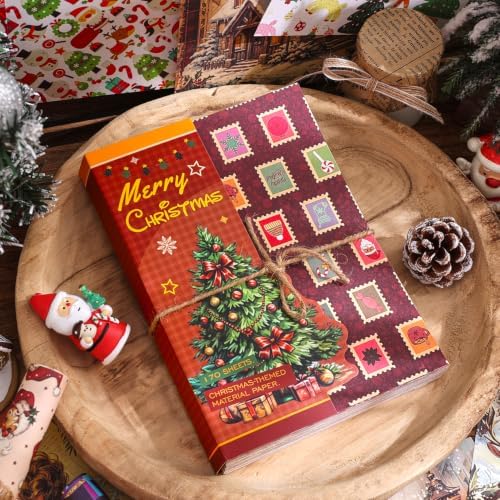 400Pcs Vintage Scrapbooking Supplies, Scrapbook Paper for Journaling Supplies, Decoupage Paper for Bullet Junk Journal Decorative Paper (Christmas 8 Theme)