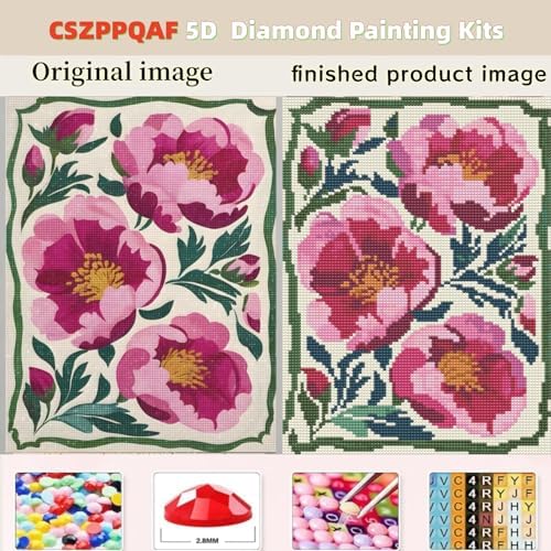 Flowers Diamond Art Kits for Adults,Diamond Painting Kits for Beginner