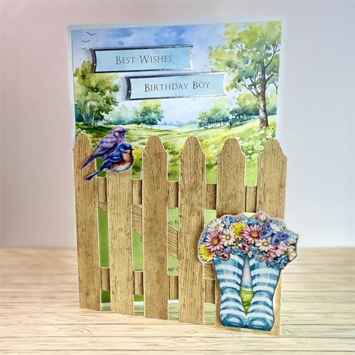 Katy Sue Pretty Petals Picket Fence Card Making Kit. Contains 8 Shaped Cards, 2 Sheets of Die Cut Decoupage, Foam Pads, 8 Envelopes & Instructions. for Card Making Supplies & Card Crafting
