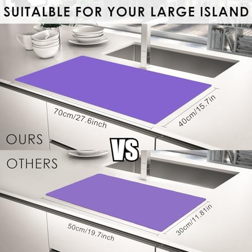 Extra Large Silicone Mats for Kitchen Counter, 27.6'' x 15.7'' Nonskid Silicone Placemats for Kids, Nonstick Purple Silicone Mat for Baking Crafts, Silicone Dab Mat Heat Resistant Mat, 1Pack