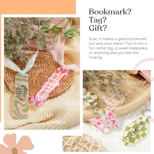YOPPIX 80 Pcs Sublimation Acrylic Bookmark Blank kit, with 40 Ribbons for Heat Transfer Bookmarks Wedding Table Decorations, Christmas Tree Decor, Reading Lovers DIY Crafts Presents