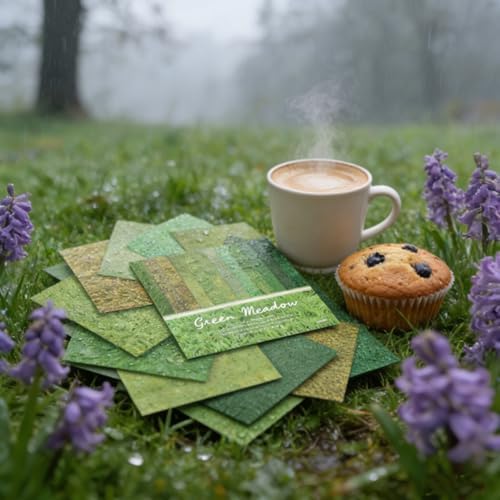 Green Meadows Scrapbooking Paper Pad , 6inch 24 Sheets Grass Aesthetic Patterned Decorative for DIY Art Crafts Collage Journals Decoupage Wrapping Folded Supplies Gift Cards Origami Photo Album