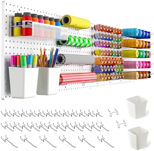 FZK Modular Plastic Peg Board Wall Organizer Kit, 16x16, White