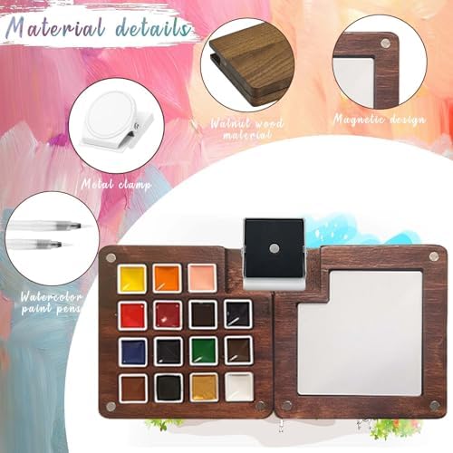 Travel Watercolor Paint Set - Pocket 15-Color Mini Kit with Sketch Pad