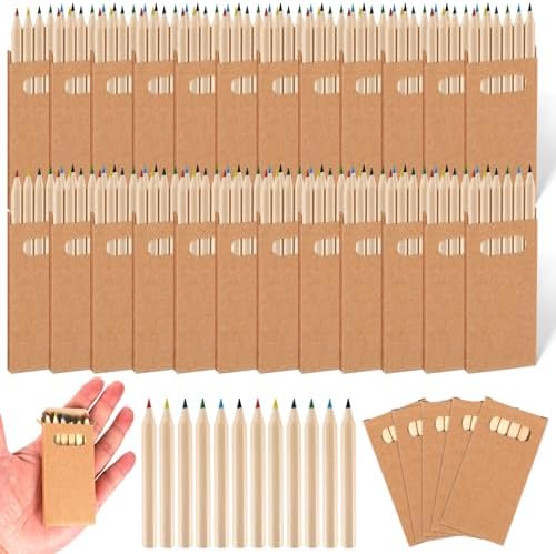 Faccito 25 Packs Mini Colored Pencils Bulk for Kids, 6 Colors
