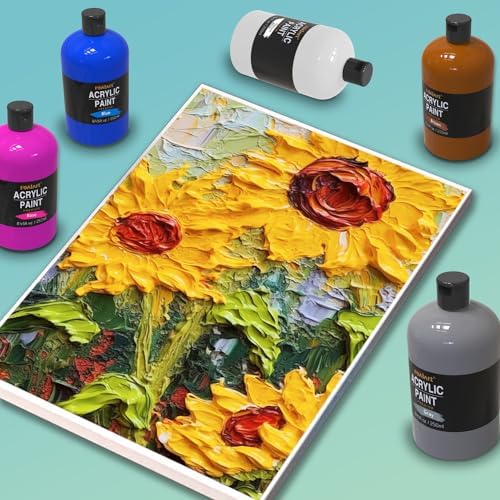 REALART Large Acrylic Paint Set (8.45oz / 250ml) Bulk Acrylic Paint Bulk Art Supplies For Canvas Painting