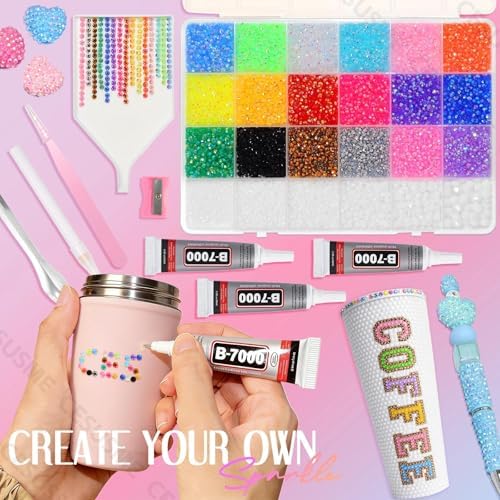 28000 Pcs Color Flatback Rhinestones Bedazzling Kit, White Resin Jelly Gems