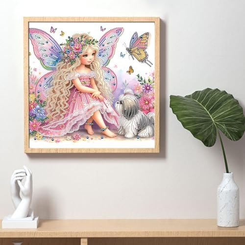 AiYuanzsh Diamond Art Painting Kits for Adults, 5D Special Shape Diamond Art Kits for Beginners, Crystal Rhinestones Diamond Art Painting for Home Wall Decoration Gift 12×12 inch, Princess Elf