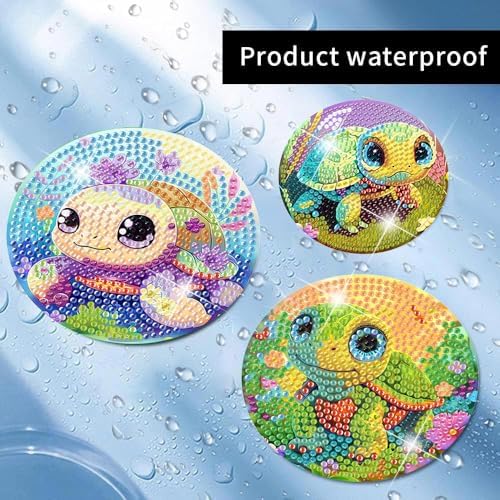 8 Pcs Diamond Art Coasters Kit for Adult with Holder, Diamond Coaster 4x4in