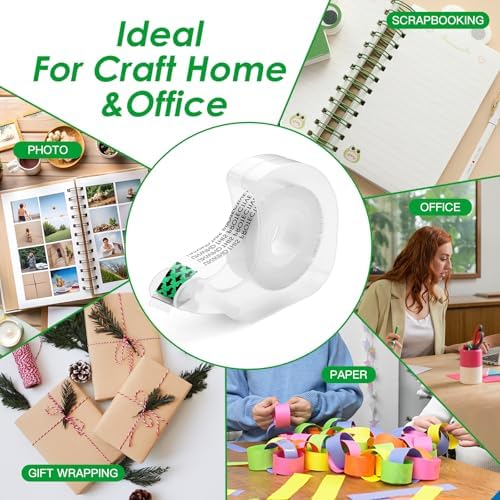 LOCKLOCK Double Sided Tape Light Duty, 8 Pack, 1/2 x 300 inches, Narrow Double Stick Tape for Crafts, Arts Projects, Gift Wrapping, Alternative to Scrapbook Tape, Office and School Supplies.