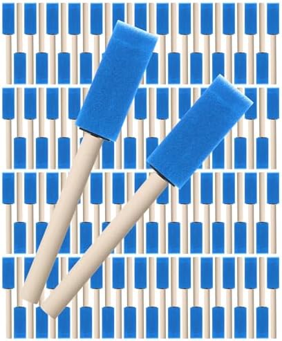 Bates- Foam Paint Brushes, 1 Inch, 100 Pack, Blue Foam Brushes for Painting with Lightweight Wooden Handles