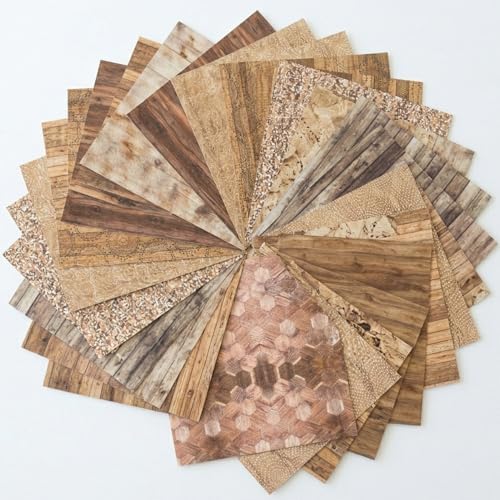 6-inch Wooden Patterned Scrapbook Paper Pad, 24 Sheets Double Sided Retro Aesthetic Origami Paper for Journaling, Collage, DIY Card, Folded Photo Album, Handmade Crafts & Decor Projects