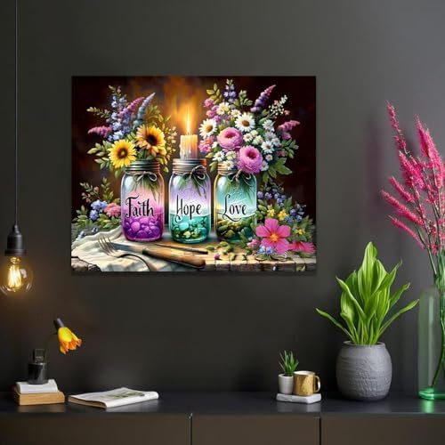 Pxzcrypha Faith Hope Love Paint by Number Kits for Adult Beginner 16X20inch