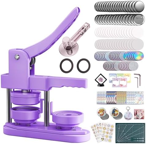 Freeingbag 58mm Button Maker Machine Kit, Installation-Free Button Pin Maker & Pin Maker Machine with 100 Sets Supplies, Circle Cutter & Bonus DIY Accessories for Badges, Crafts & School Projects