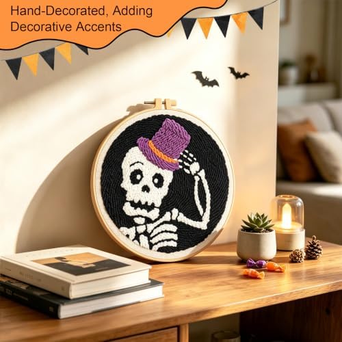 Halloween Punch Needle Kit Beginners Skeleton Stitching Kit for Craft Lover